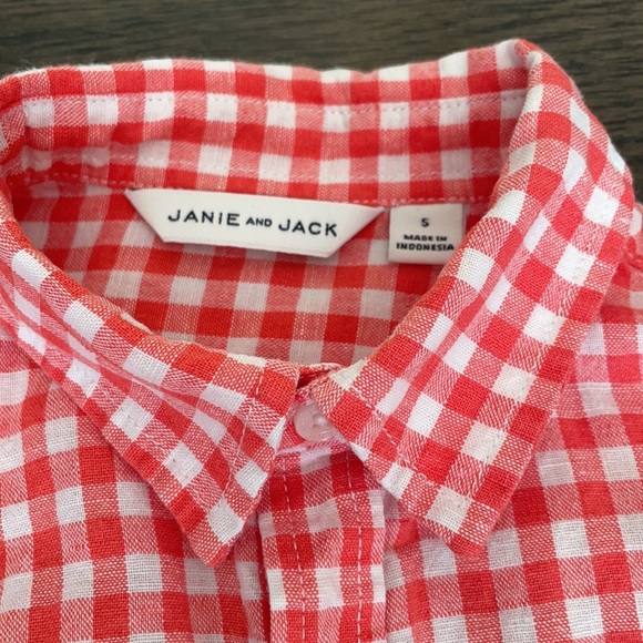 Janie and Jack Size 5 Coral Gingham Dress Shirt - Picture 2 of 5